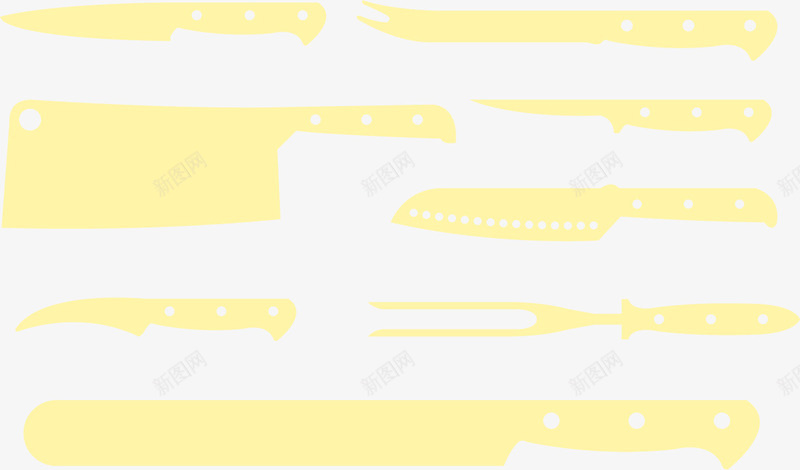 单色厨房刀具一组png免抠素材_新图网 https://ixintu.com 刀具 厨房用品 扁平