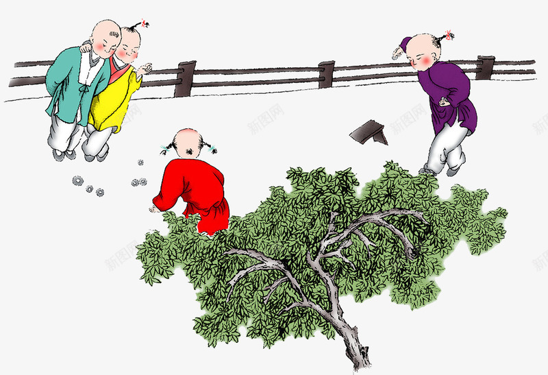 童趣玩跳跳png免抠素材_新图网 https://ixintu.com 人物 儿童 国画 童戏 童趣 跳一跳