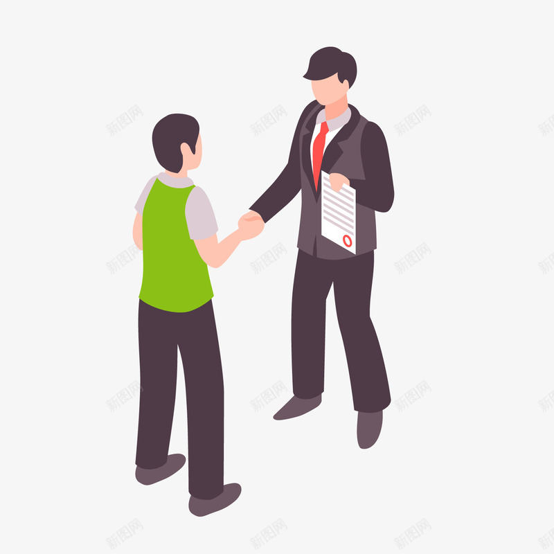 商务握手男子png免抠素材_新图网 https://ixintu.com 卡通人物 卡通男子 握手 聊天人物 背景装饰