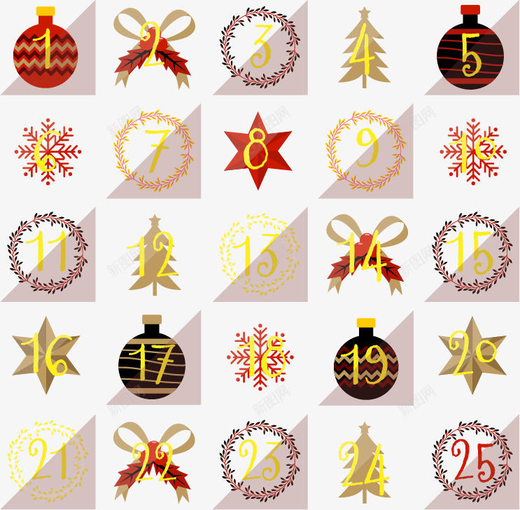 可爱圣诞节日历png免抠素材_新图网 https://ixintu.com 倒数日历 十二月日历 圣诞节日历 矢量素材