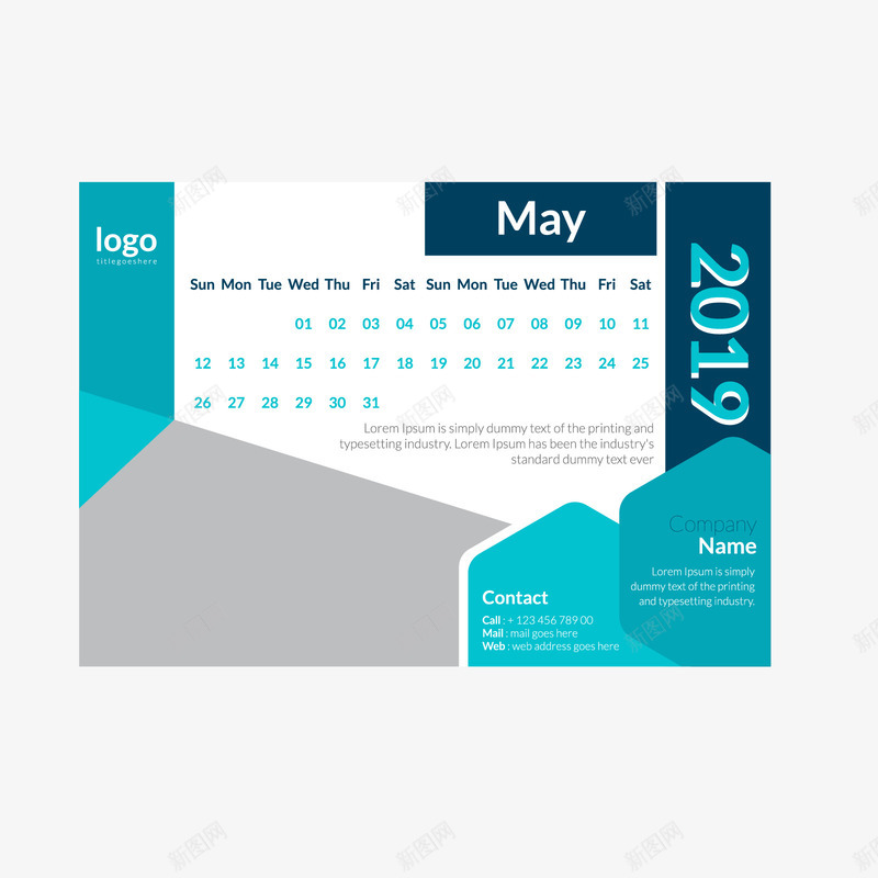 灰蓝色2019年5月日历矢量图ai免抠素材_新图网 https://ixintu.com 2019年 5月 5月日历 灰色 矢量图 英文 英文月份 蓝色