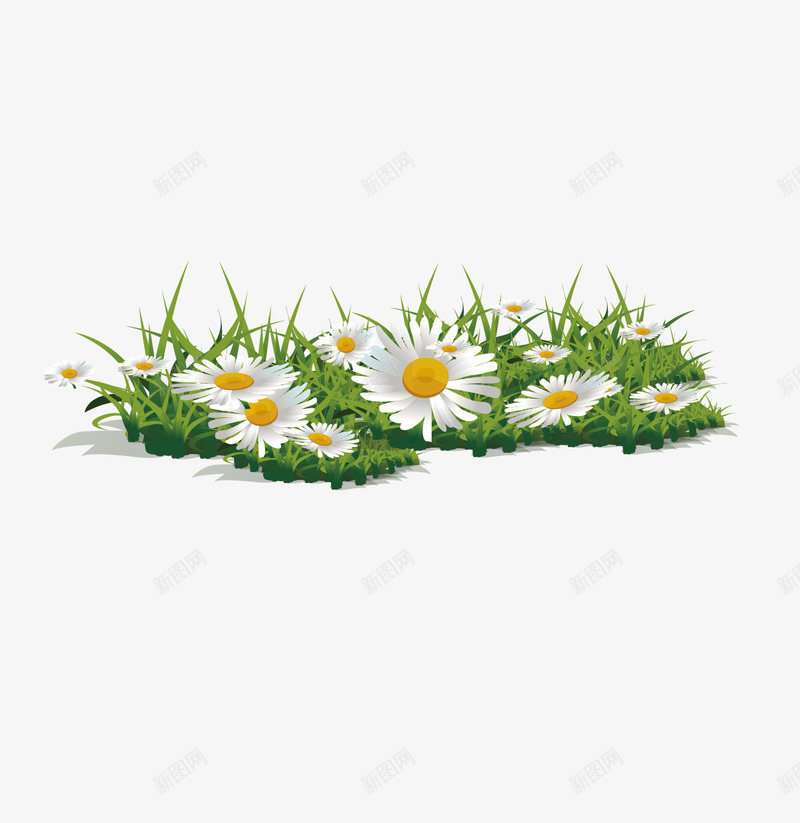 草丛和白色的花朵矢量图ai免抠素材_新图网 https://ixintu.com 白色的花朵 绿色的草 花朵 草丛 矢量图