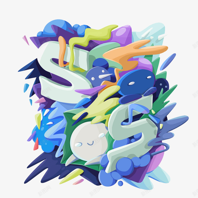 抽象颜料png免抠素材_新图网 https://ixintu.com 卡通 彩色 手绘 手绘插画 插画 颜料