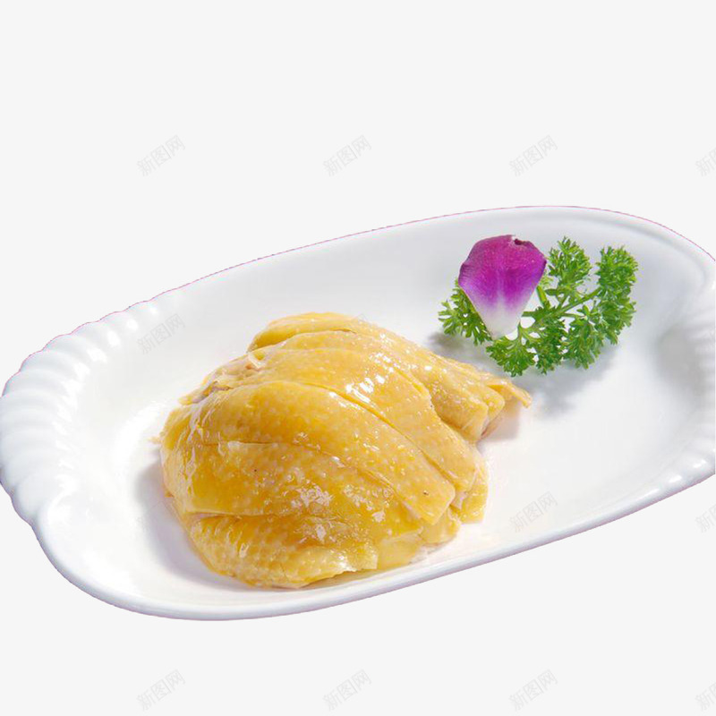 肥美白斩鸡png免抠素材_新图网 https://ixintu.com 味道鲜美 家常菜 白切鸭 皮黄肉白 粤菜 肉质肥美 装盘美观