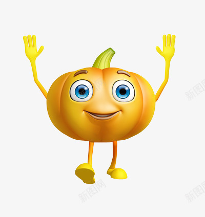 欢快的卡通南瓜png免抠素材_新图网 https://ixintu.com 蔬菜 表情 黄色