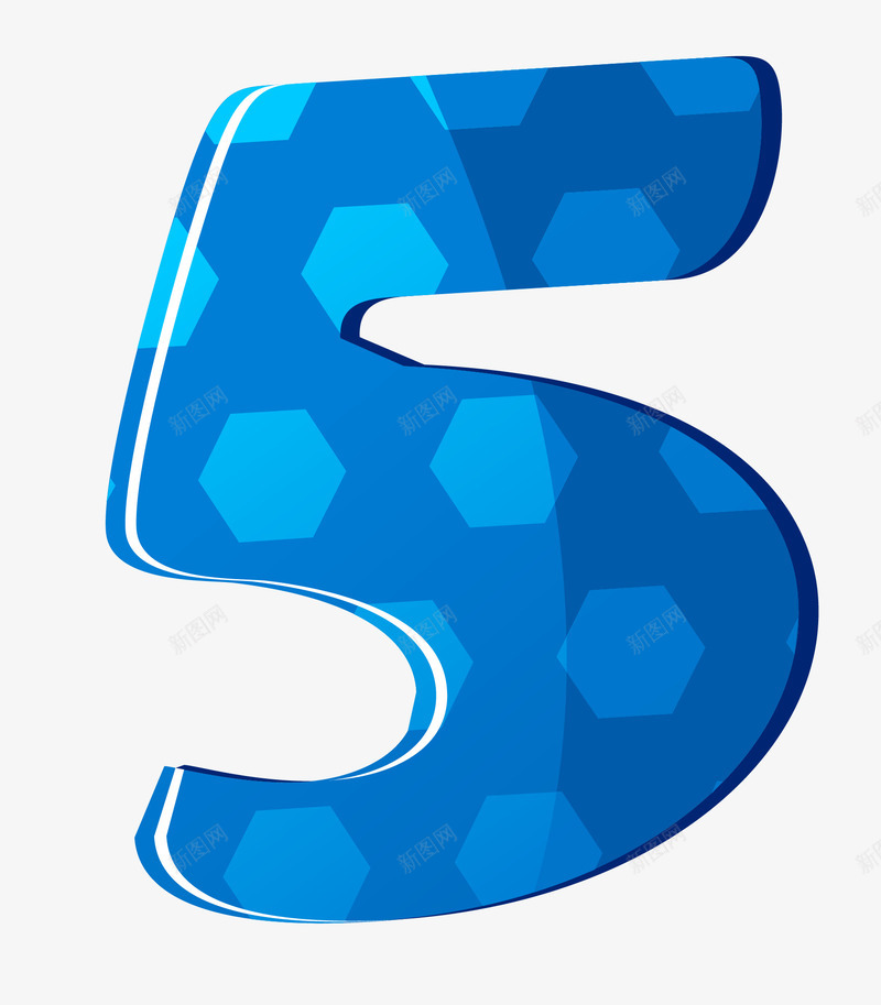 蓝色的数字5png免抠素材_新图网 https://ixintu.com 一个 创意 卡通 大写数字5 手绘 简图 蓝色的