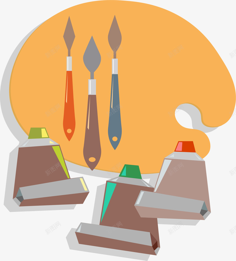手绘调色板颜料画笔元素矢量图ai免抠素材_新图网 https://ixintu.com 元素 手绘 画笔 调色板 颜料 矢量图