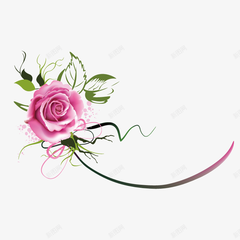 玫瑰花边角装饰png免抠素材_新图网 https://ixintu.com 玫瑰花 粉色 边角装饰
