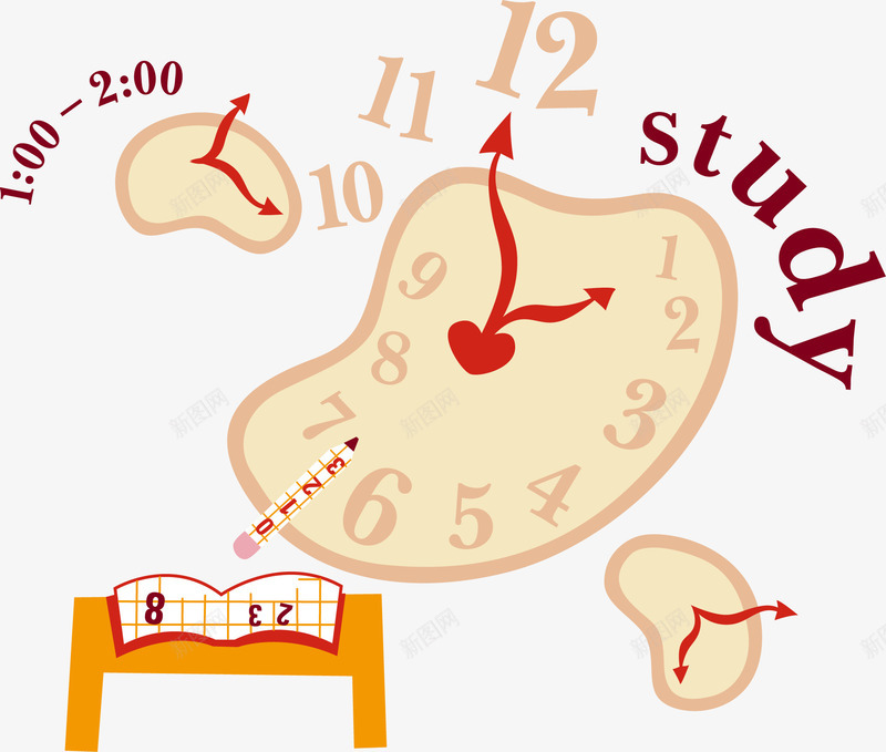 闹钟表时间矢量图ai免抠素材_新图网 https://ixintu.com 时间 表 闹钟 矢量图