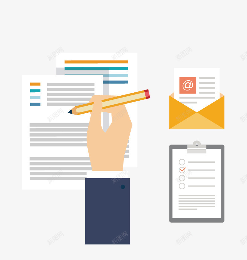 阅读信件矢量图图标ai_新图网 https://ixintu.com 铅笔标记 高清 矢量图