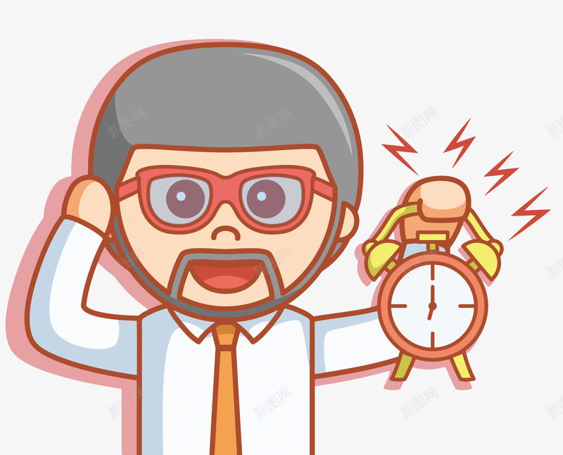 拿着闹钟的人png免抠素材_新图网 https://ixintu.com 人物PNG矢量图 人物免扣PNG图 卡通 手绘 时间 矢量人物 闹钟