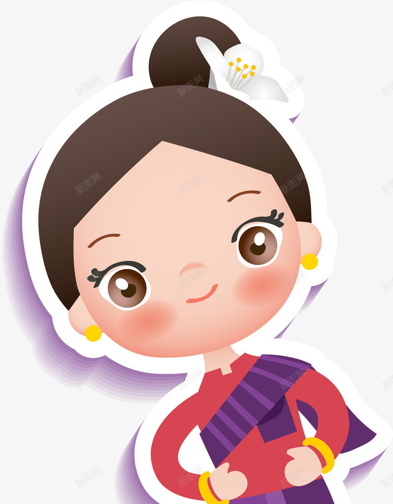 红色卡通民族风女孩png免抠素材_新图网 https://ixintu.com 卡通 可爱 女孩 民族风 童趣 红色 装饰图案