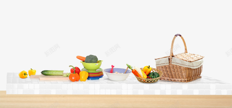 竹篮蔬菜盘png免抠素材_新图网 https://ixintu.com 厨房 竹篮子 美食素材 蔬菜