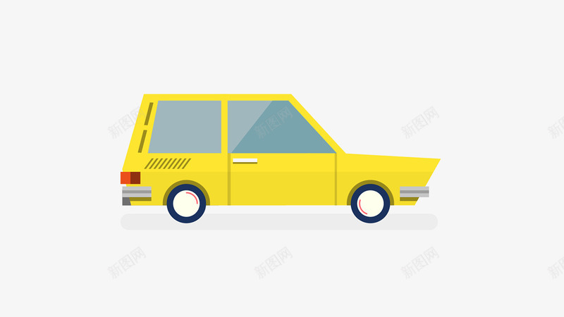 卡通黄色小车png免抠素材_新图网 https://ixintu.com 卡通 小车 黄色