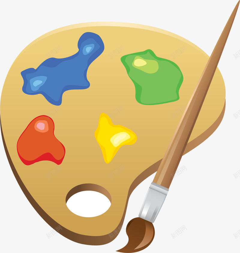 卡通画笔和颜料简图png免抠素材_新图网 https://ixintu.com 手绘图 毛笔 画画 画笔 绘画 颜料 颜料板