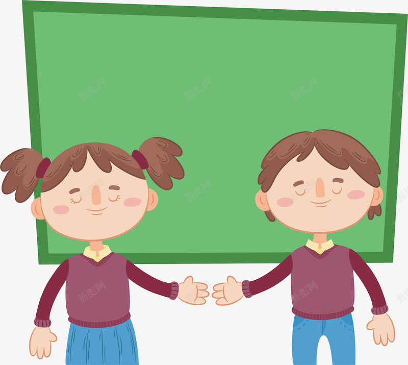 两个穿校服的孩子png免抠素材_新图网 https://ixintu.com 入学仪式 开学 开学季 新学期 矢量png