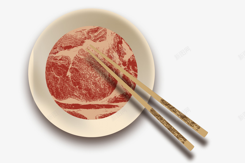 吃肉psd免抠素材_新图网 https://ixintu.com 筷子 雪花肥牛 餐盘
