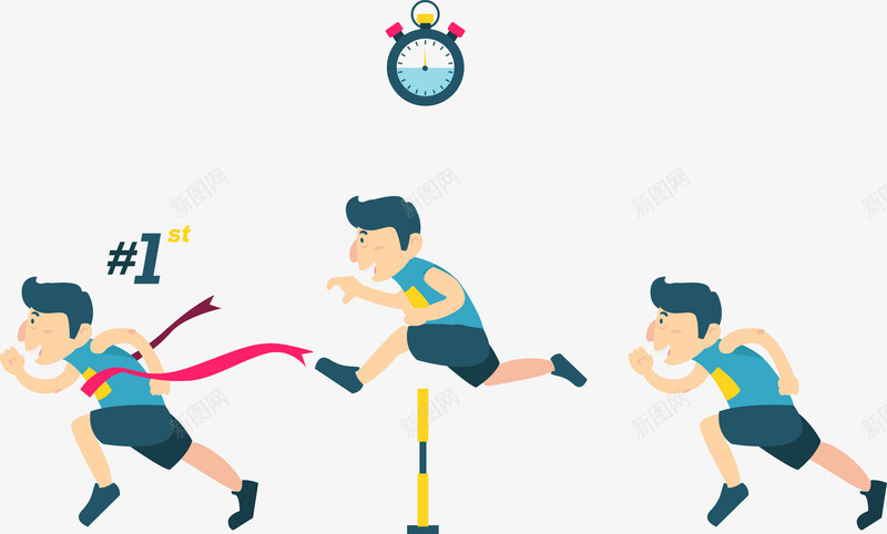 运动会png免抠素材_新图网 https://ixintu.com 少年 年轻活力 活力 计时 跨栏 运动
