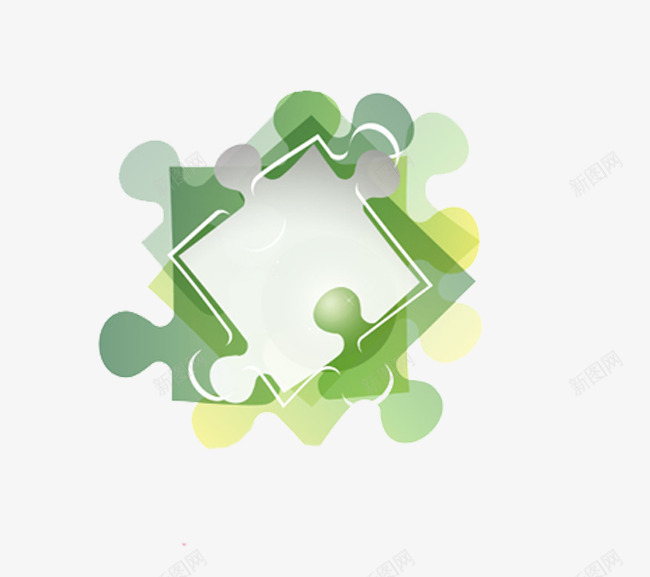 边框psd免抠素材_新图网 https://ixintu.com 拼图 清新 绿色