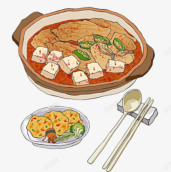 麻辣豆腐png免抠素材_新图网 https://ixintu.com 勺 筷子 豆腐 麻辣