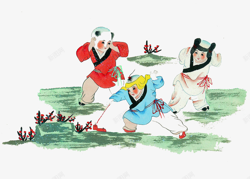 童趣童戏png免抠素材_新图网 https://ixintu.com 人物 国画 童戏 童趣