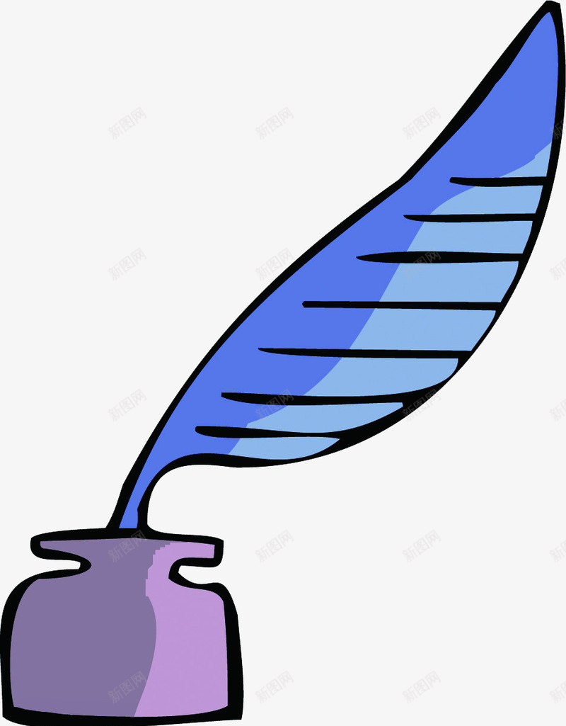 开学季蓝色羽毛笔png免抠素材_新图网 https://ixintu.com 开学 毛笔 蓝色