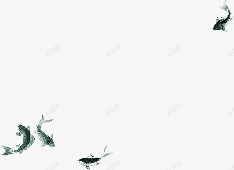 水墨画游动鲤鱼png免抠素材_新图网 https://ixintu.com 水墨画 游动 鲤鱼