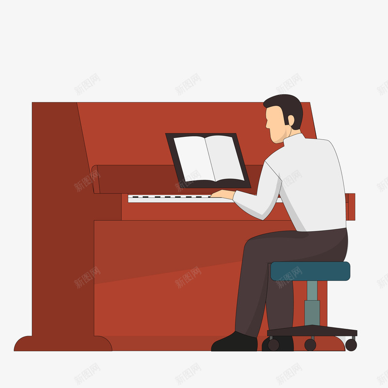 卡通弹钢琴的人物矢量图ai免抠素材_新图网 https://ixintu.com 乐器 人物 卡通 演奏 表演 钢琴 音乐 矢量图