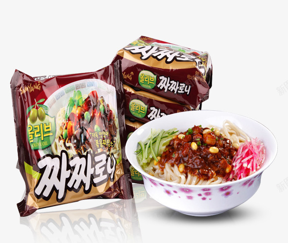 韩国炸酱面png免抠素材_新图网 https://ixintu.com 产品实物 泡面 炸酱面 配料 面条 面饼 韩国