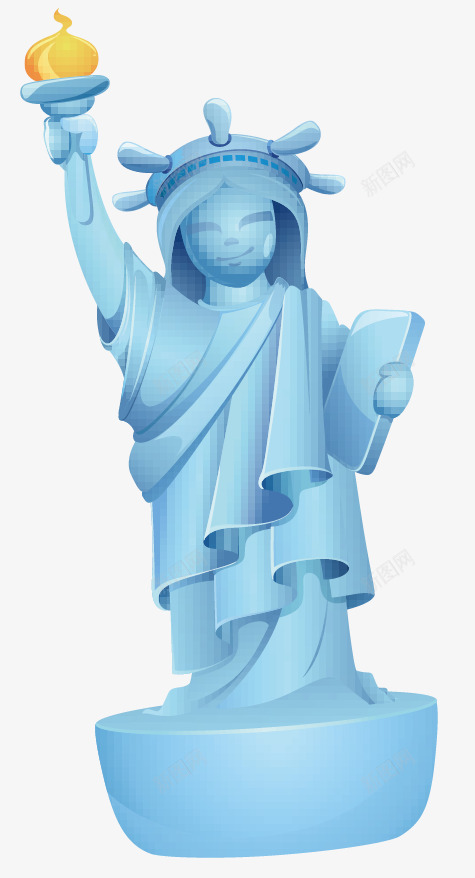 卡通自由女神像png免抠素材_新图网 https://ixintu.com 伟大 名胜 渴望 火把 自由 自由女神像 雕像