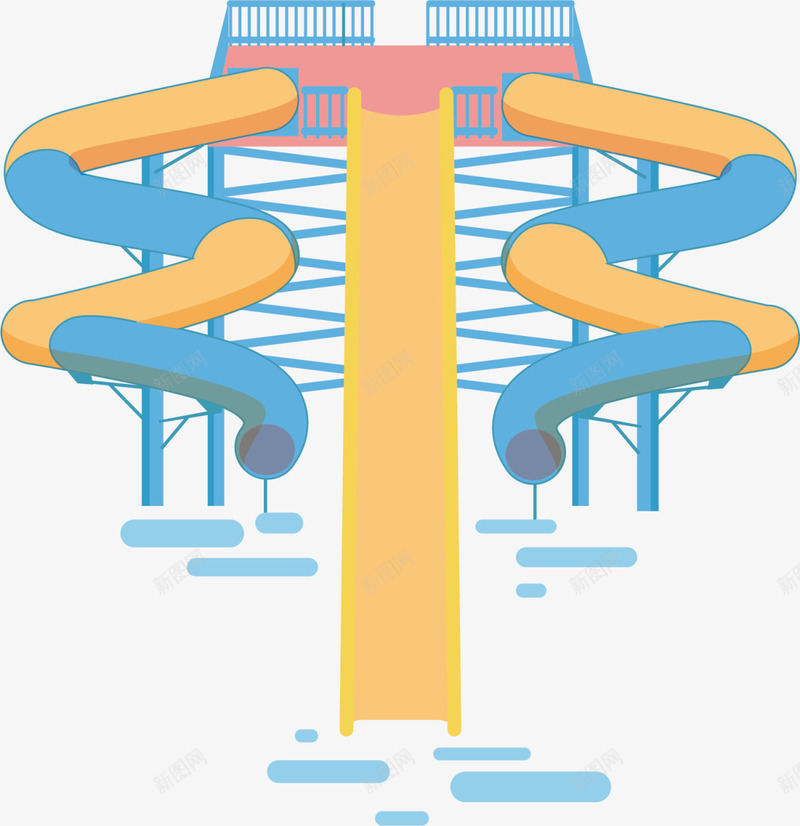 黄色立体水上乐园png免抠素材_新图网 https://ixintu.com 6月1号 儿童节 六一节 水上乐园 水上滑梯 滑滑梯 玩耍 童趣