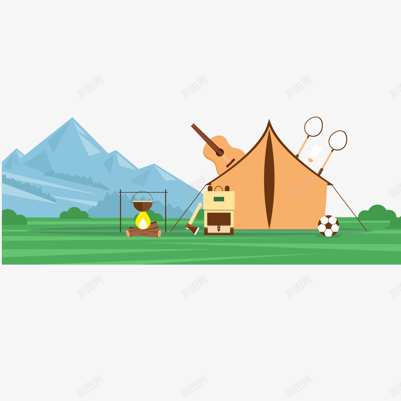 卡通户外野营的风景png免抠素材_新图网 https://ixintu.com 冒险 帐篷 彩色 探险 运动 野营 风景