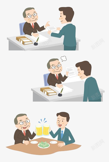 卡通人物给老板交报告png免抠素材_新图网 https://ixintu.com 交报告 交流 交谈 人物 卡通 老板
