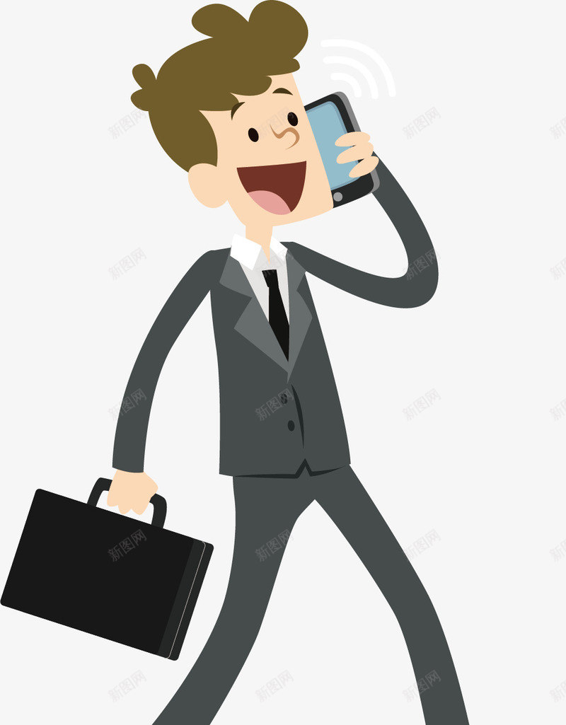 打电话的商务男子矢量图ai免抠素材_新图网 https://ixintu.com 公文包 商务 打电话的人 电话 男子 矢量打电话的人 矢量图
