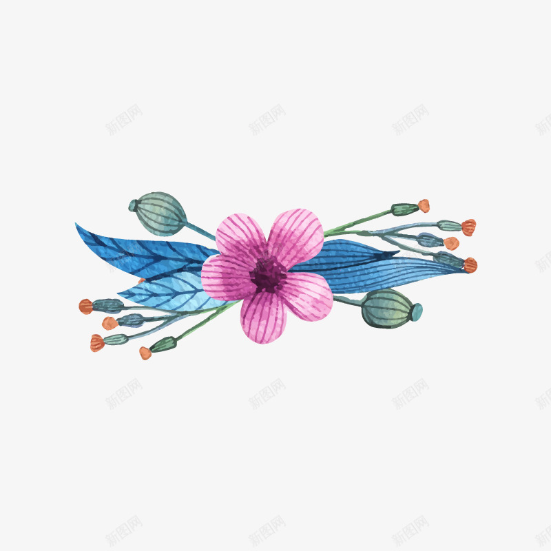 兰花花束png免抠素材_新图网 https://ixintu.com 兰花 花束 野花 青色花