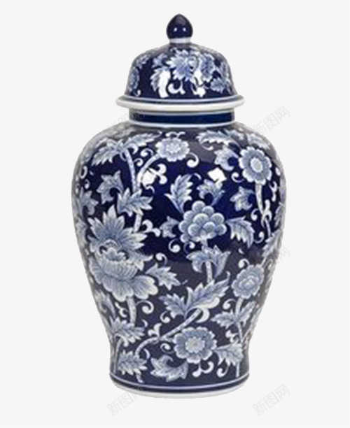 青花瓷骨灰瓶psd免抠素材_新图网 https://ixintu.com 花卉 花边 装饰花纹 青色