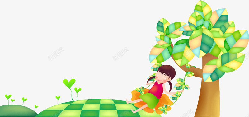 女孩户外荡秋千png免抠素材_新图网 https://ixintu.com 女孩 户外 荡秋千
