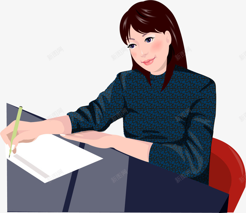 手绘写作业的女孩png免抠素材_新图网 https://ixintu.com 写作业的女孩 手绘 教育