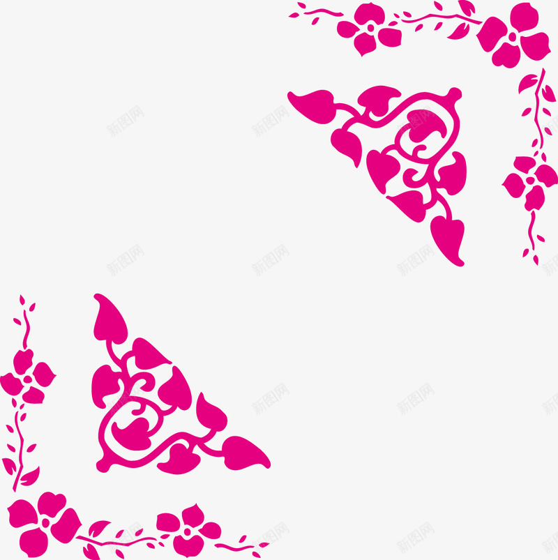 时尚对角边框png免抠素材_新图网 https://ixintu.com 复古边角 时尚边角装饰 粉色边角花