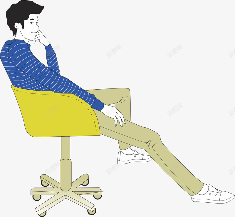 打电话的人矢量图ai免抠素材_新图网 https://ixintu.com 卡通人物 坐着 打电话的人 旋转椅 男生 矢量图
