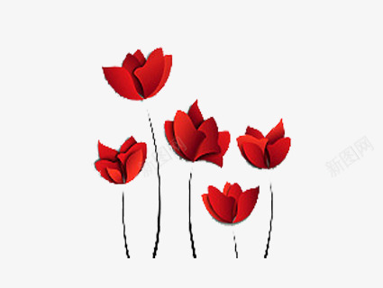 漂浮花朵png免抠素材_新图网 https://ixintu.com 红色 纸质花 花
