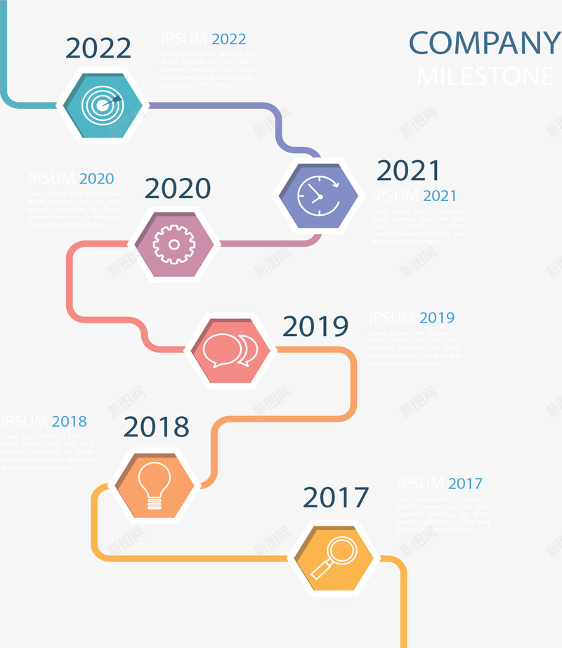彩色多边形时间轴矢量图ai免抠素材_新图网 https://ixintu.com 多边形 彩色图表 时间轴 步骤图 流程图 矢量png 矢量图