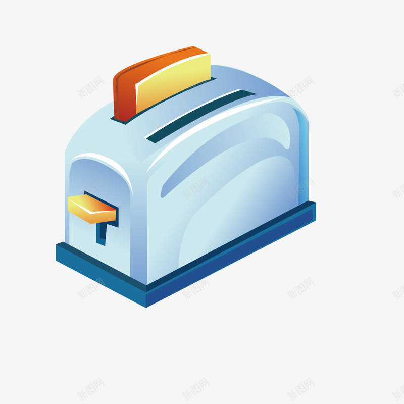 蓝色卡通吐司机png免抠素材_新图网 https://ixintu.com 厨房电器 吐司机 图案