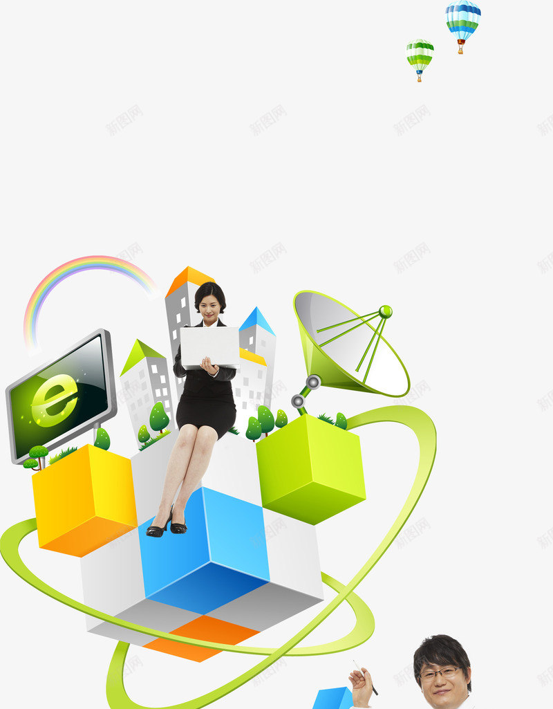 商务人物鱼网络时代png免抠素材_新图网 https://ixintu.com 人物 商务人物 商务男女 女人 男人 网络
