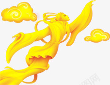 中秋节金黄色嫦娥奔月png免抠素材_新图网 https://ixintu.com 中秋节 奔月 嫦娥 金黄色