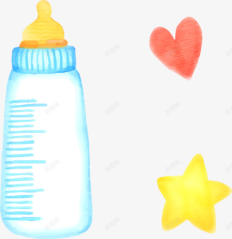 手绘可爱简约奶瓶png免抠素材_新图网 https://ixintu.com 可爱 奶瓶 婴儿用品 手绘 清新 矢量图案