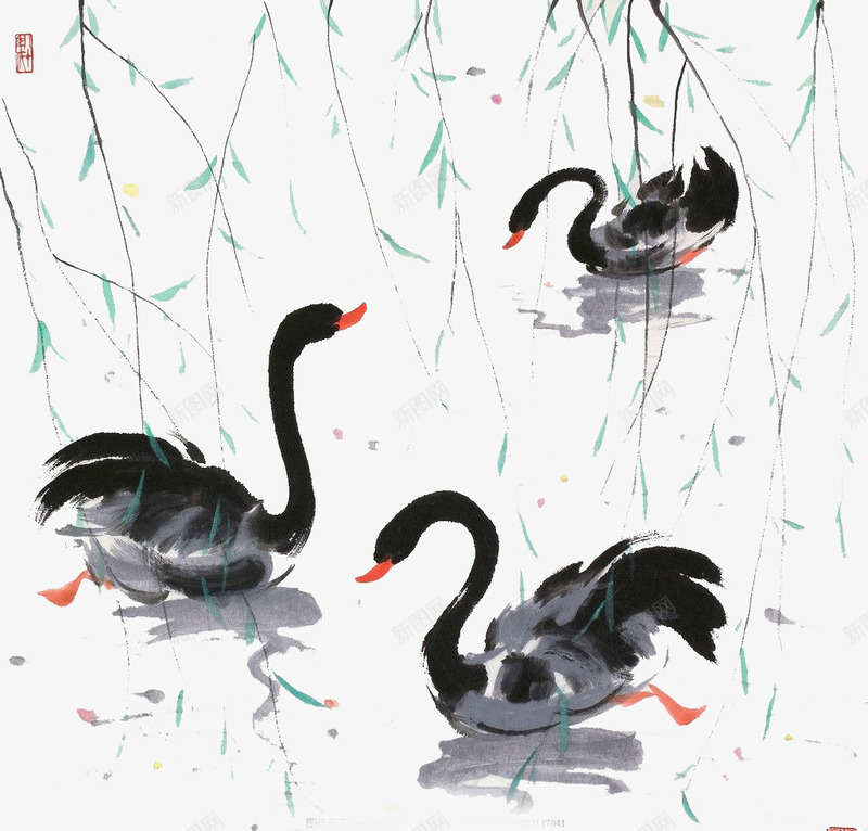柳树水墨画png免抠素材_新图网 https://ixintu.com 中国传统书画 免抠素材 水墨柳树 水墨画 水墨装饰
