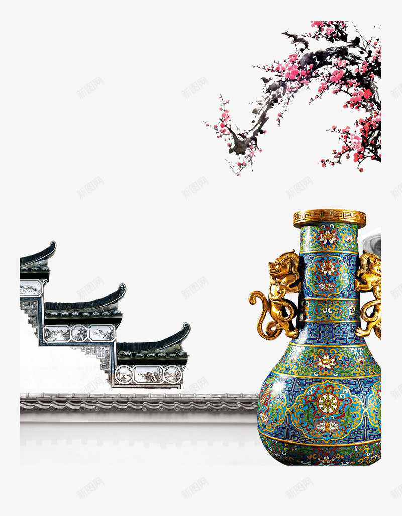 中国风青花瓷装饰摆件背景png免抠素材_新图网 https://ixintu.com 中国风 背景 装饰摆件 青花瓷