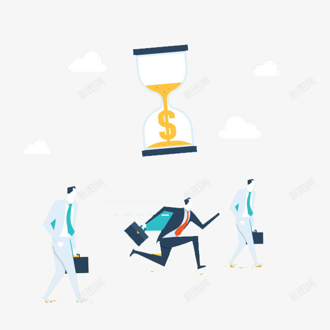 跑步人物时间就是金钱png免抠素材_新图网 https://ixintu.com 云 人物 商务 时间 跑步