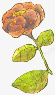 手绘红色花朵玫瑰绿叶png免抠素材_新图网 https://ixintu.com 玫瑰 红色 绿叶 花朵